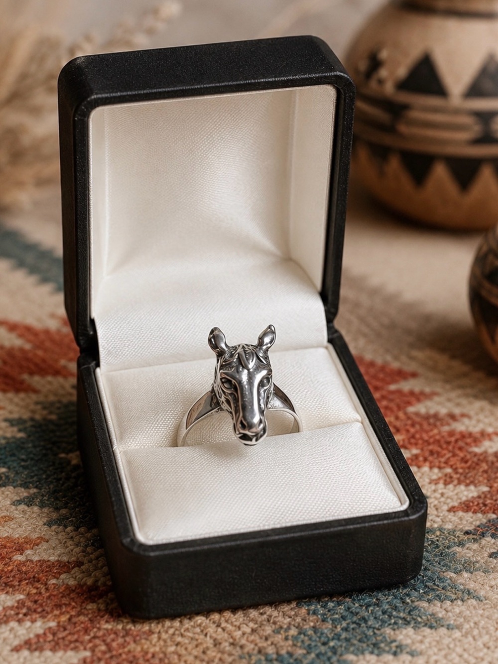 Ring 925 Sterling Silver Detailed Horse Head Ring Unisex Men Women